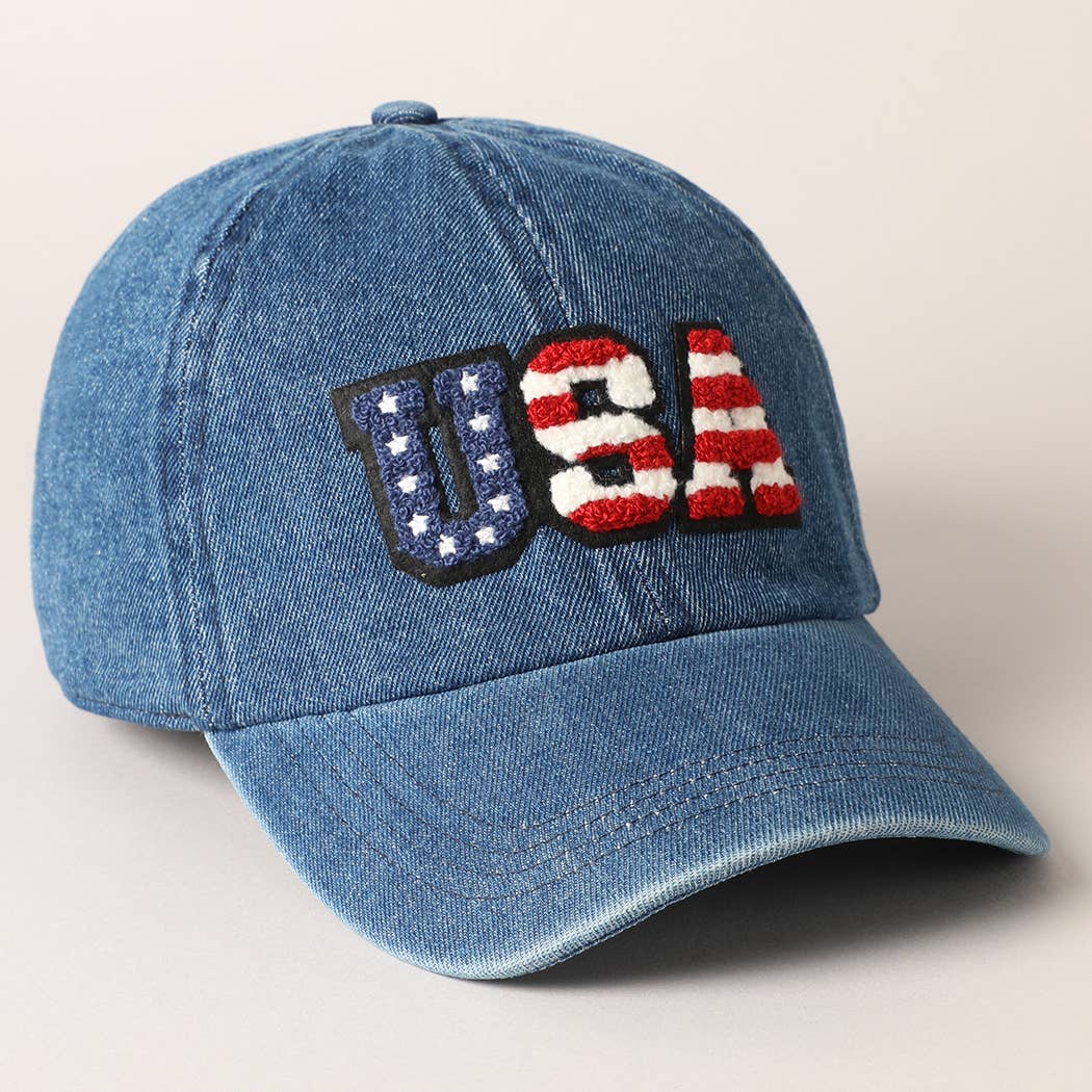 USA Letter Chenille Patch Baseball Cap