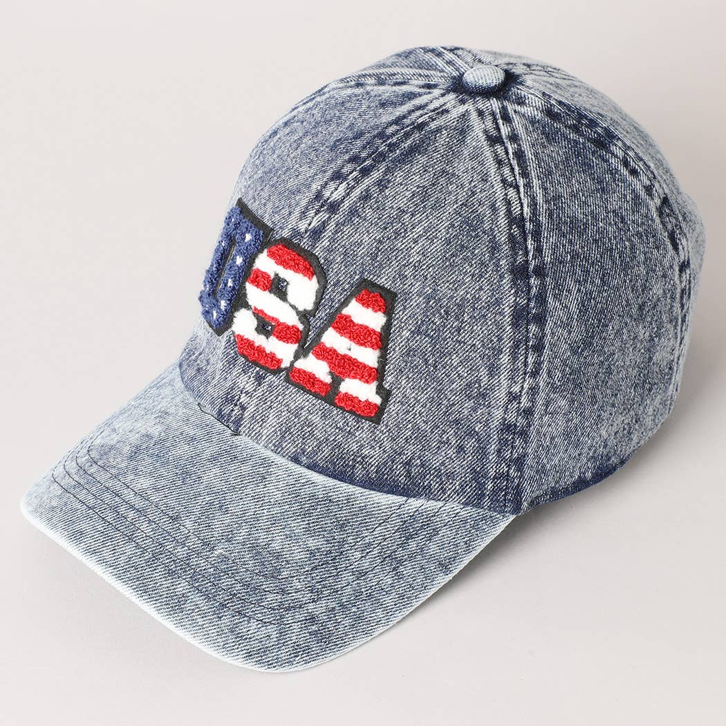 USA Letter Chenille Patch Baseball Cap