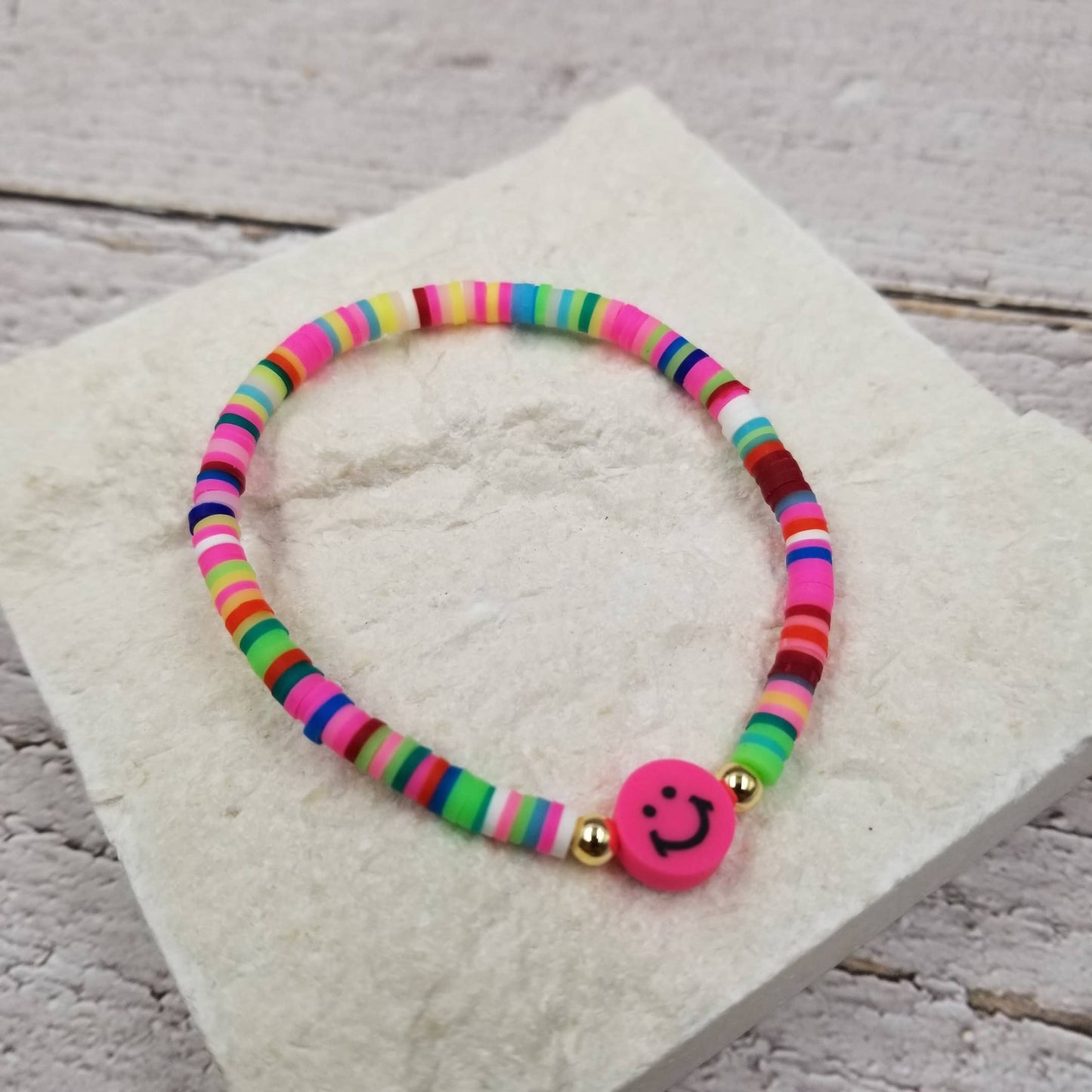 Smiling Face Rainbow Heishi Bracelet