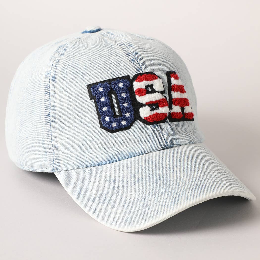 USA Letter Chenille Patch Baseball Cap