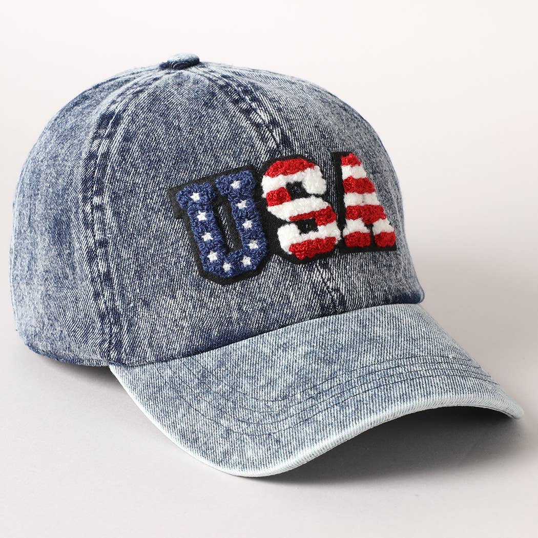 USA Letter Chenille Patch Baseball Cap