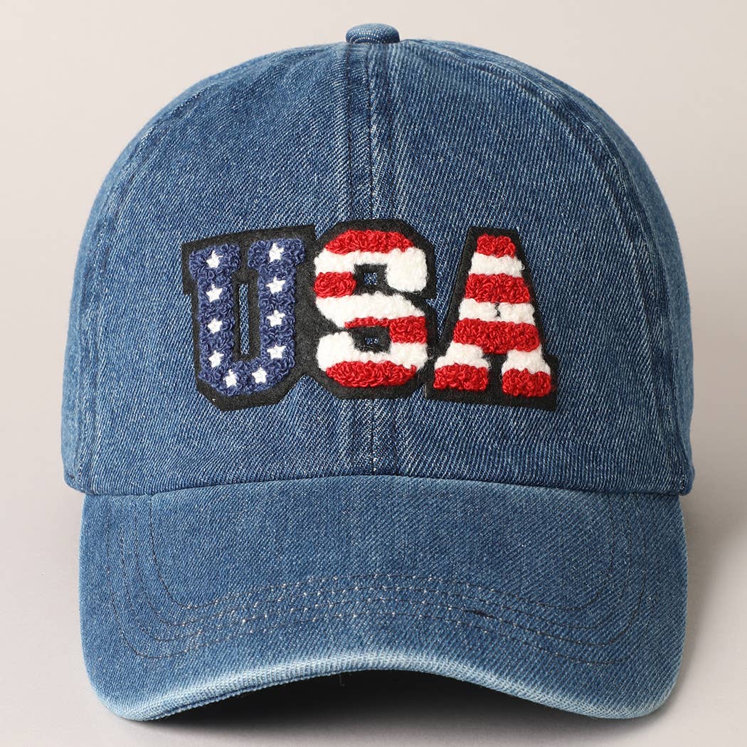 USA Letter Chenille Patch Baseball Cap