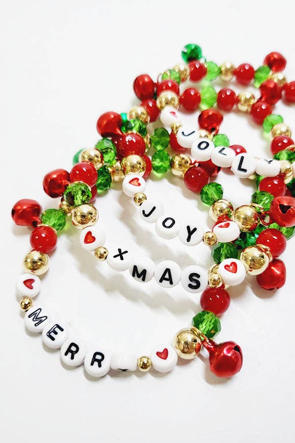 Christmas Jingle Bell Bead Stretch Bracelet