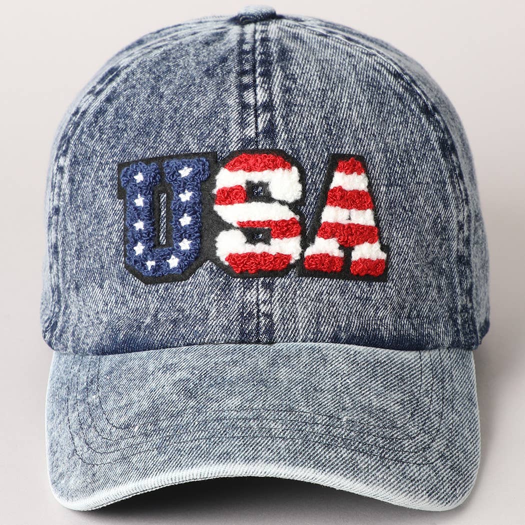 USA Letter Chenille Patch Baseball Cap