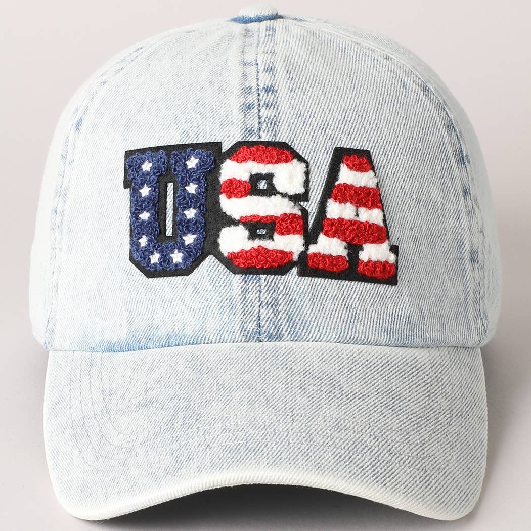 USA Letter Chenille Patch Baseball Cap