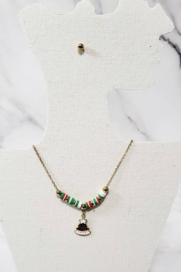 Christmas Theme Necklace and Stud Earring Set