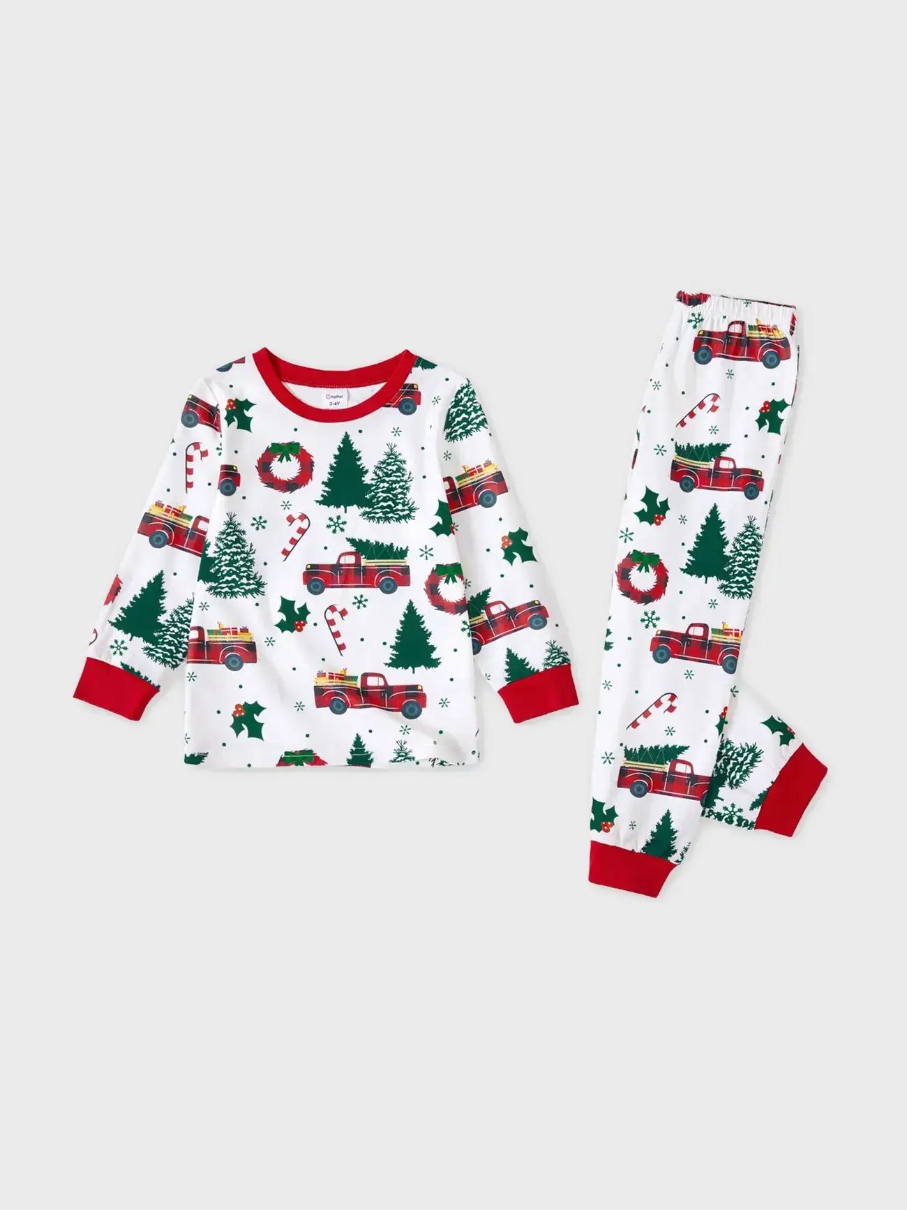 Family Christmas Allover Xmas Tree & Car Pattern Pajamas Set