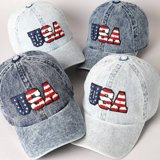 USA Letter Chenille Patch Baseball Cap