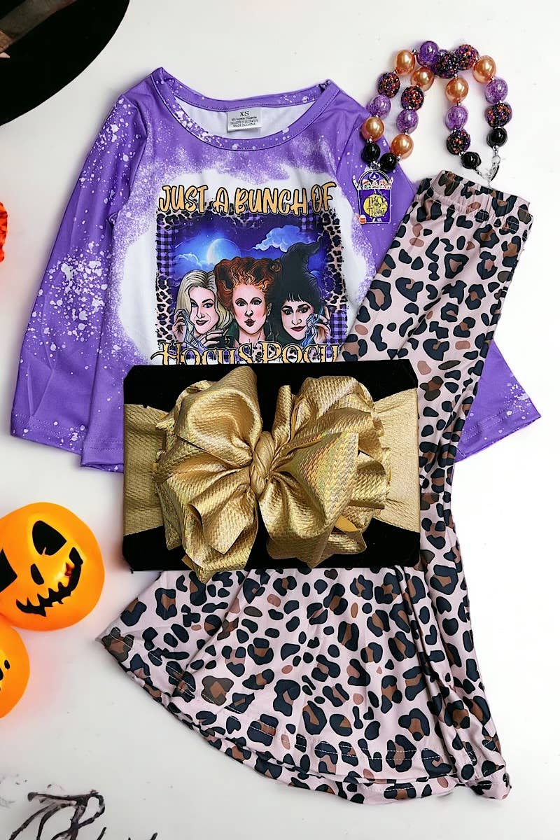 PURPLE HOCUS HALLOWEEN 2 PIECE SET & ANIMAL PRINTED BOTTOMS.