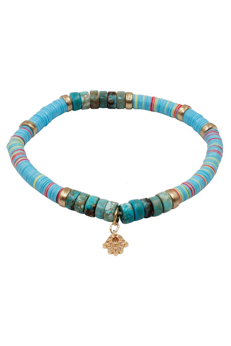 Hamsa Charm Sequin with Stone Stretch Bracelets