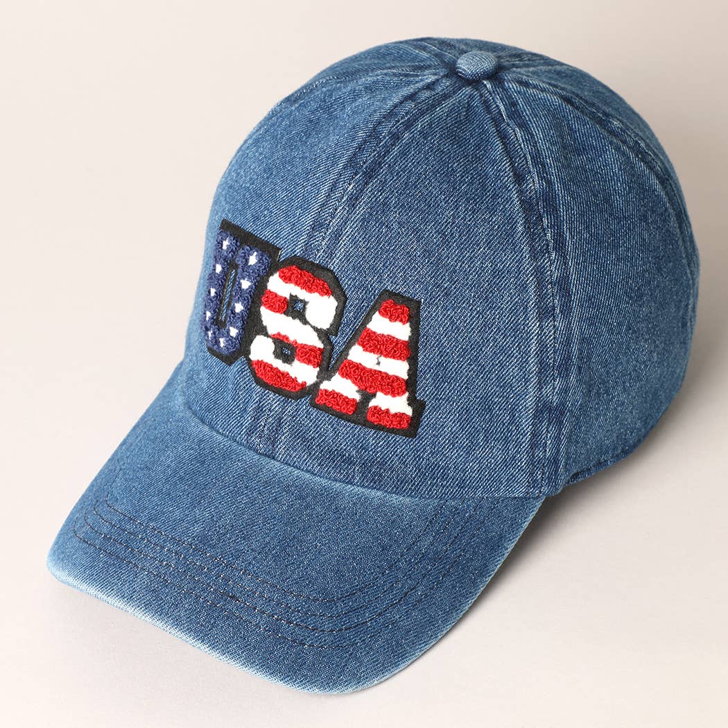 USA Letter Chenille Patch Baseball Cap