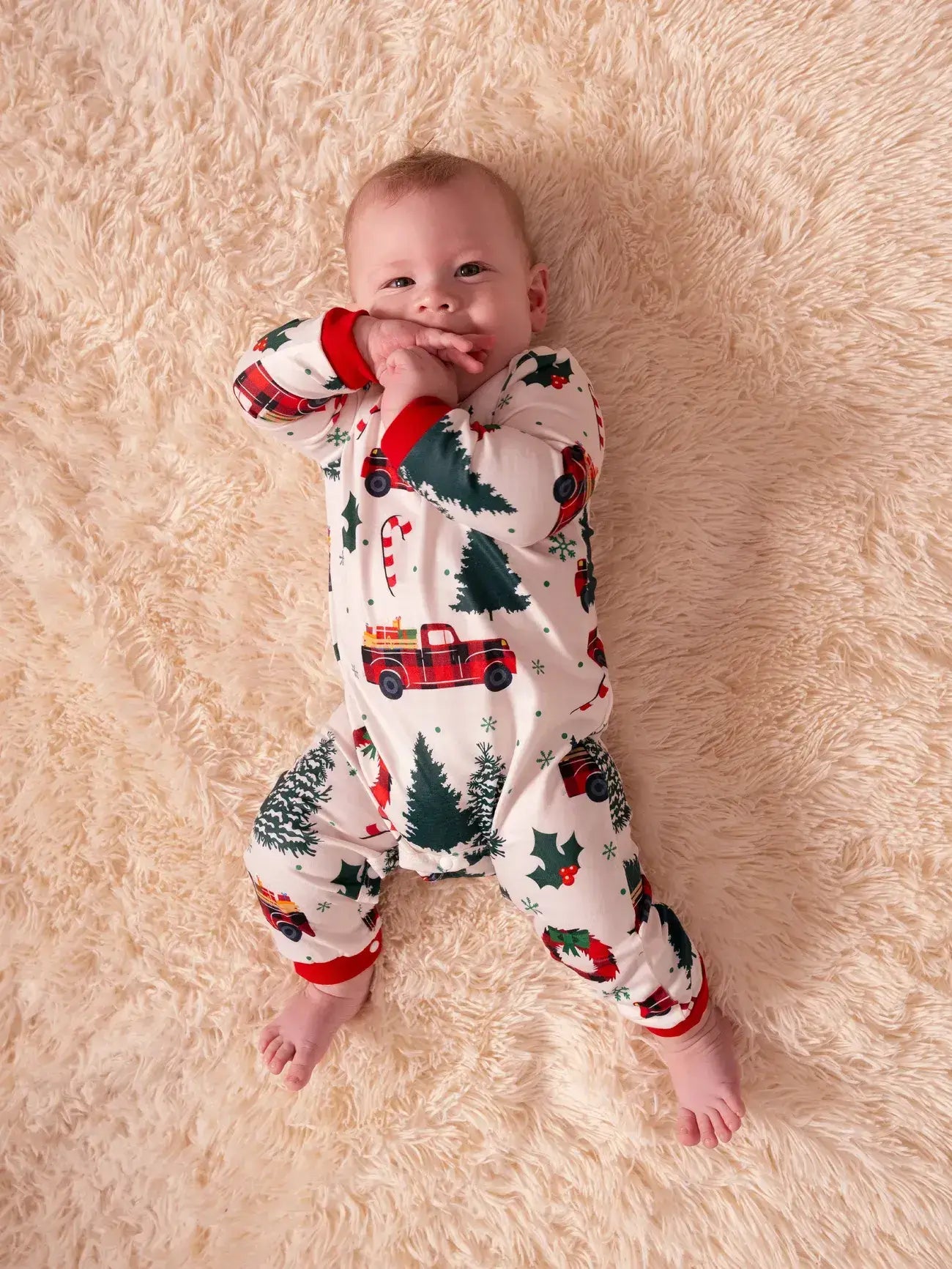 Family Christmas Allover Xmas Tree & Car Pattern Pajamas Set