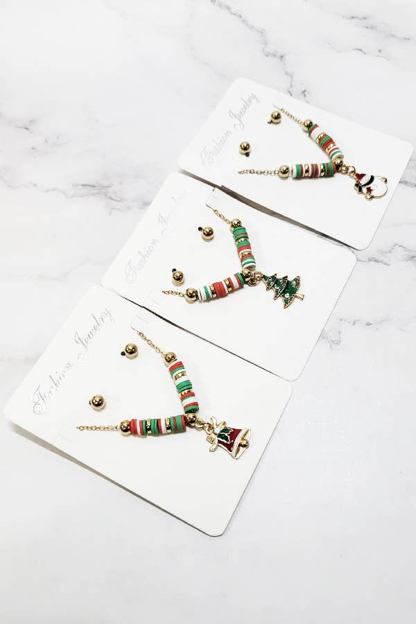 Christmas Theme Necklace and Stud Earring Set