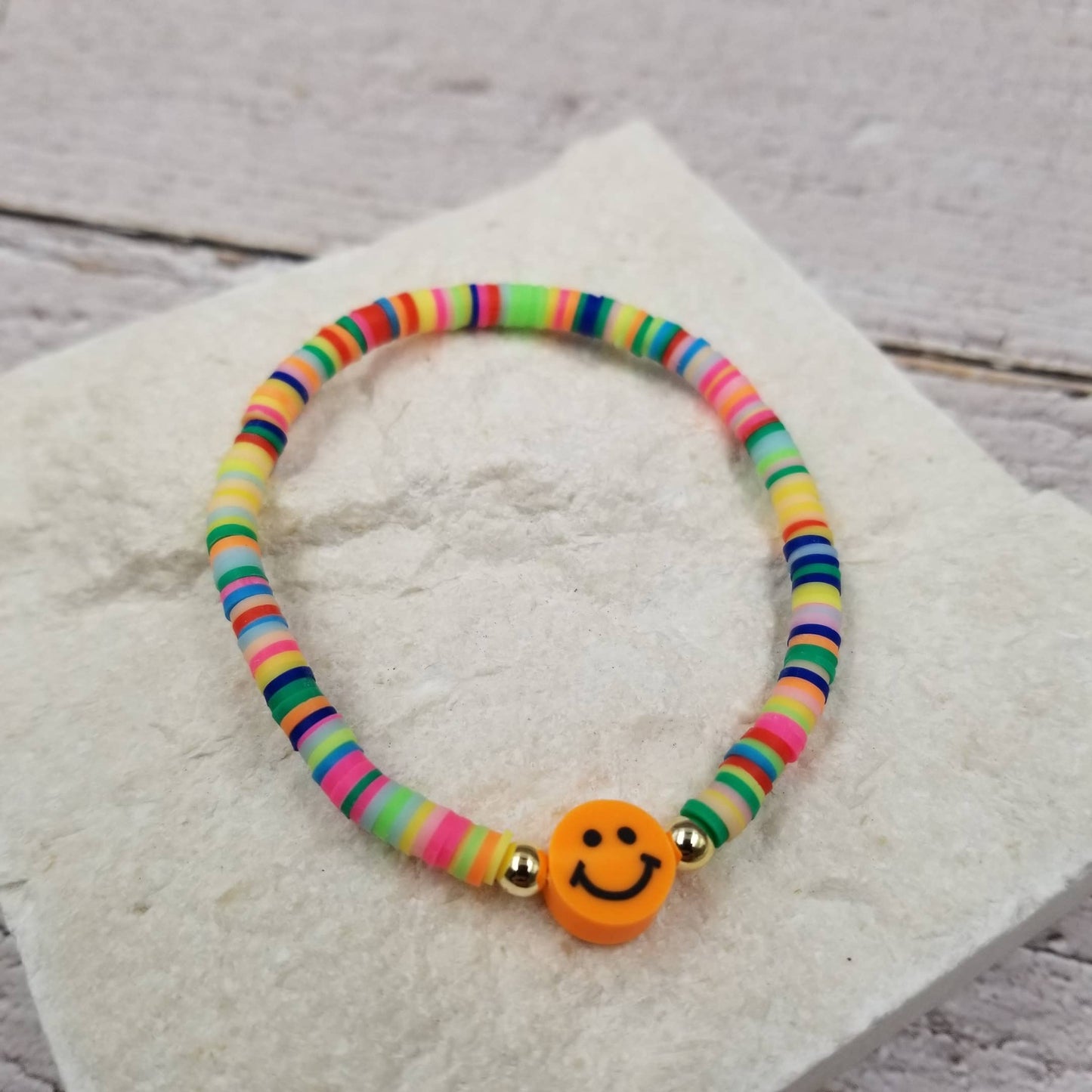 Smiling Face Rainbow Heishi Bracelet