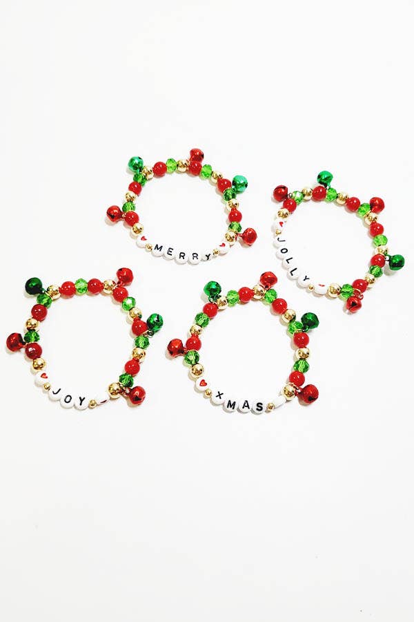 Christmas Jingle Bell Bead Stretch Bracelet