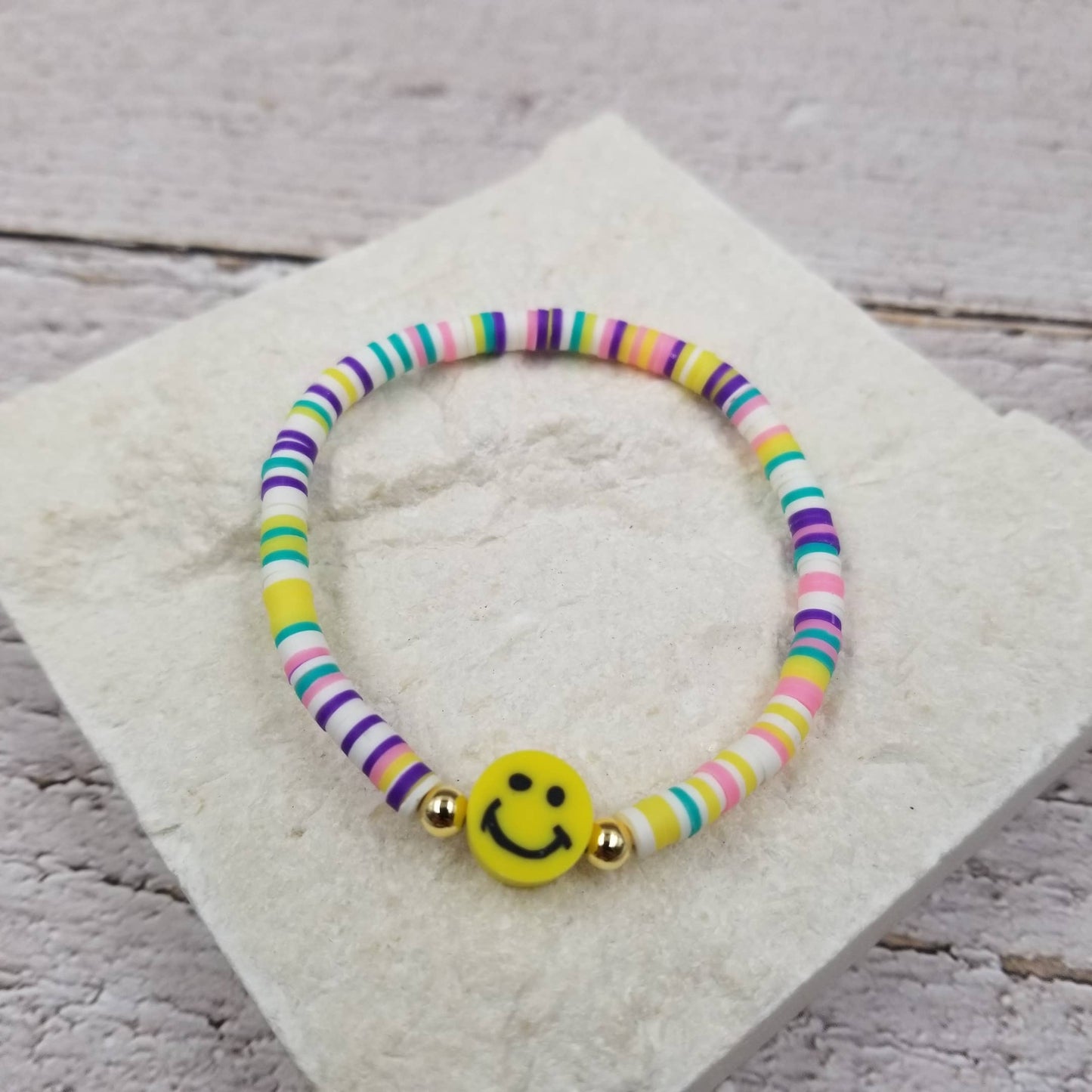 Smiling Face Rainbow Heishi Bracelet