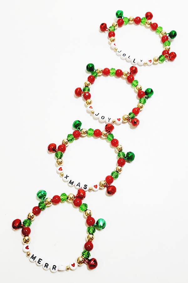 Christmas Jingle Bell Bead Stretch Bracelet