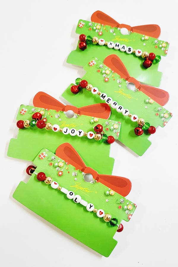 Christmas Jingle Bell Bead Stretch Bracelet