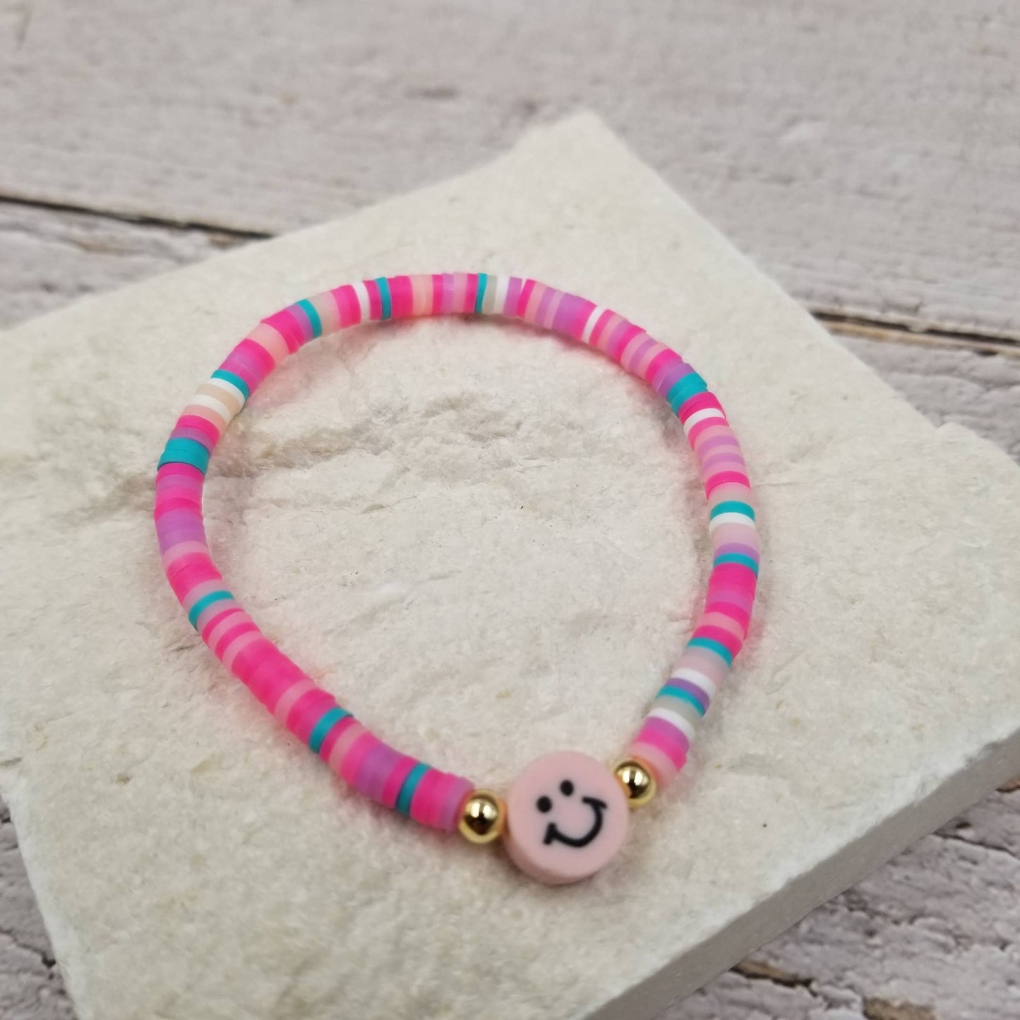 Smiling Face Rainbow Heishi Bracelet