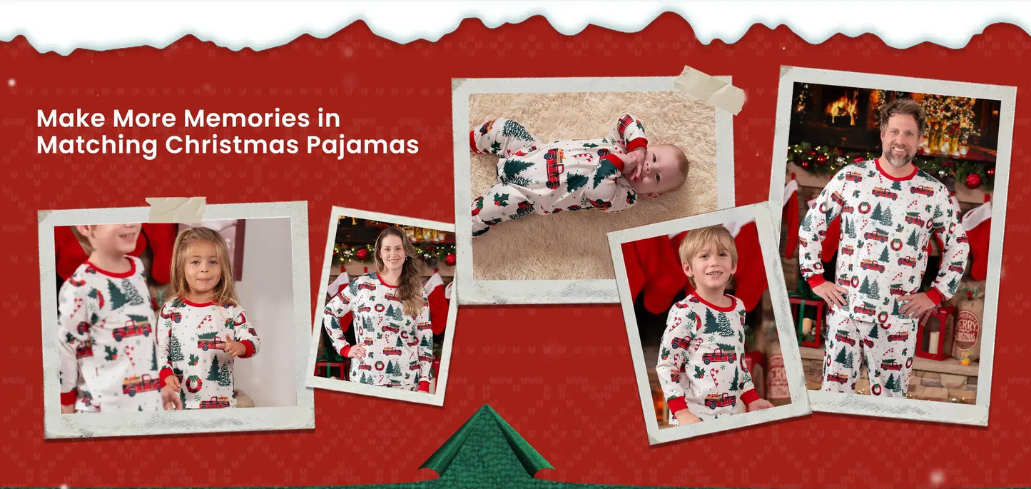 Family Christmas Allover Xmas Tree & Car Pattern Pajamas Set